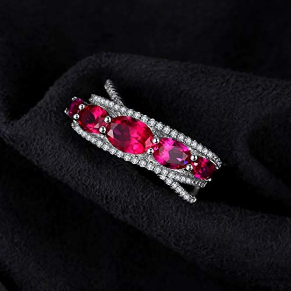Elegant Red Ruby Sterling Silver Ring - image 2